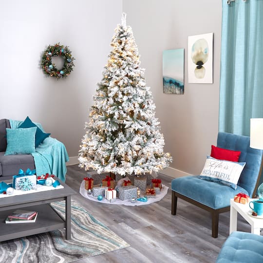 8ft. Pre-Lit White River Mountain Pine Artificial Christmas Tree, Clear LED Lights